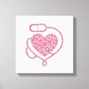 Herz Stethoskop Medizin Liebe Vektor-Shirt-Design Leinwanddruck