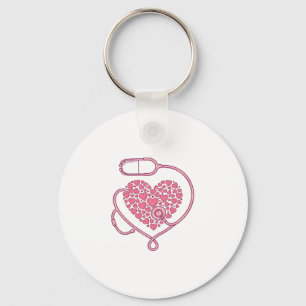 Herz Stethoskop Medizin Liebe Vektor-Shirt-Design Schlüsselanhänger