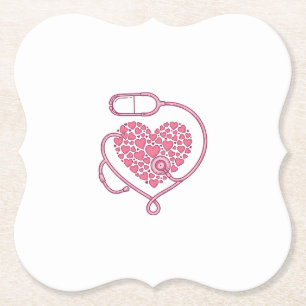 Herz Stethoskop Medizin Liebe Vektor-Shirt-Design Untersetzer