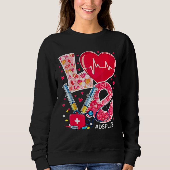 Herz Stethoskop Niedliche Liebe Pflege Valentine D Sweatshirt (Vorderseite)