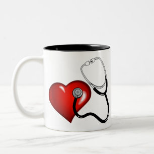 Herz-Stethoskop Personalisierte Krankenschwester M Zweifarbige Tasse