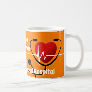 Herz, Stethoskop u. ECG Krankenschwestern Kaffeetasse
