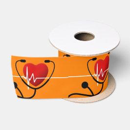 Herz, Stethoskop und EKG-Krankenschwestern  Satinband