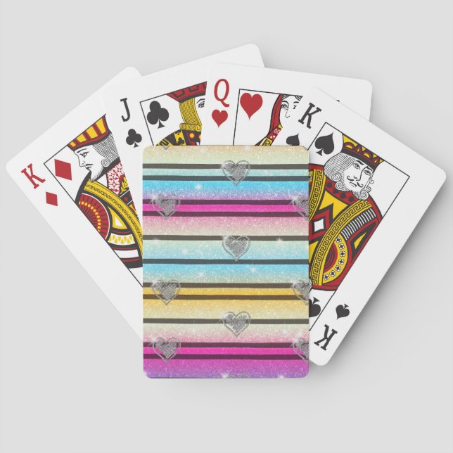 Herz, Streifen und Glitzern Spielkarten (Rückseite)