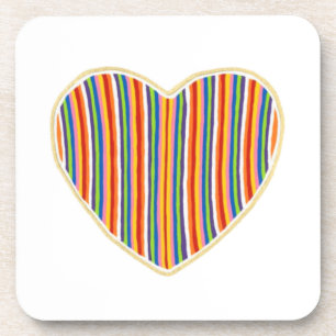 Herz Stripes Set 6 Untersetzer