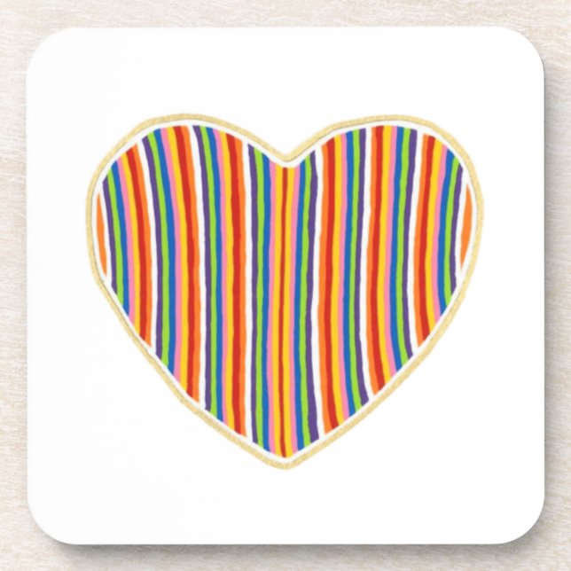 Herz Stripes Set 6 Untersetzer (Vorderseite)