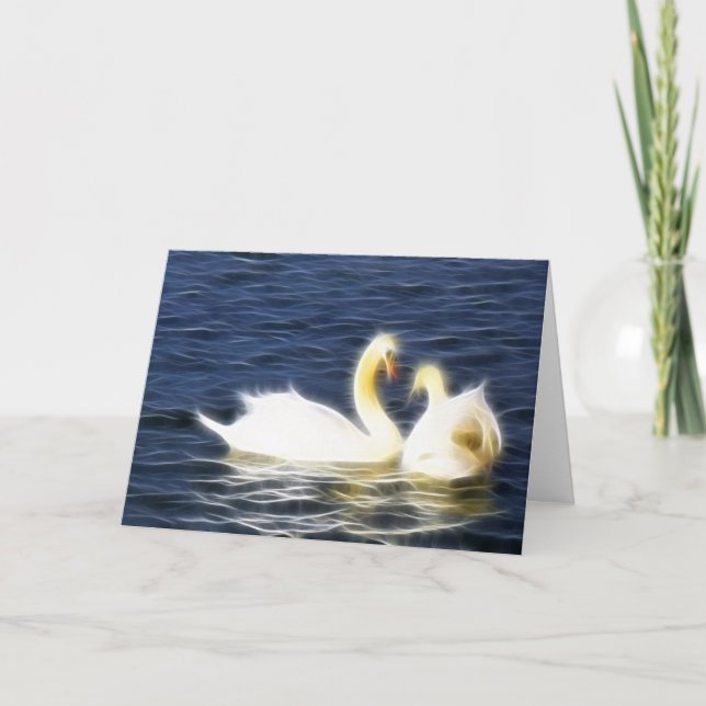 Herz-Swans-Karte Feiertagskarte (Vorderseite)