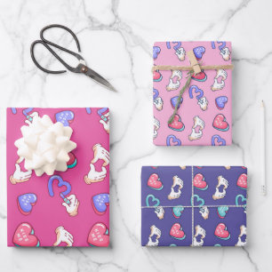 Herz-Symbol Liebe Doodle Süßes Valentinstag Geschenkpapier Set
