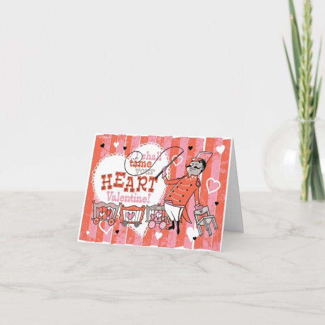 Herz Tamer Retro Valentine Karte (Vorderseite)