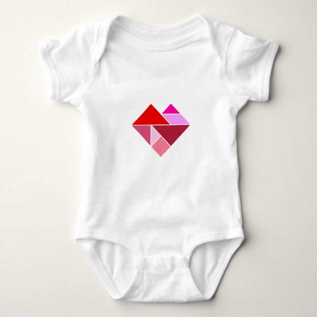 Herz Tangram Baby Strampler (Vorderseite)
