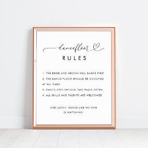 Herz-Tanz-Floor-Regeln Minimalistische Hochzeitssy Poster