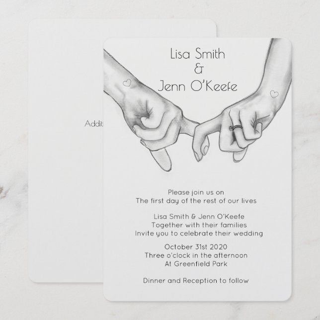 Herz Tattoo Hand Zeichnend Einladung zur Hochzeit (Vorne/Hinten)