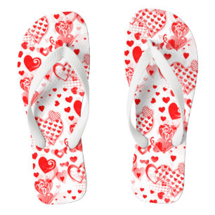 Herz Tattoo nahtlose Muster + Ihre Ideen Flip Flops