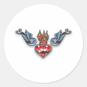 Herz Tattoo Runder Aufkleber