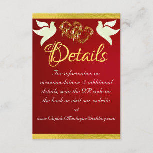 Herz & Tauben, QR-Code - Crimson/Gold Begleitkarte