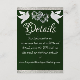 Herz & Tauben, QR-Code - Smaragd/Silber Begleitkarte