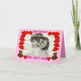 Herz & Teddy Bär auf rosa Karte