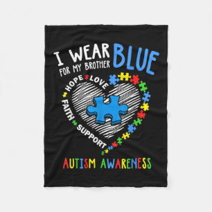 Herz trage ich Blau für mein Bruder Autismus Bewus Fleecedecke