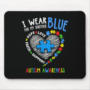 Herz trage ich Blau für mein Bruder Autismus Bewus Mousepad