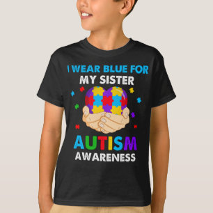 Herz trage ich Blau für meine Schwester Autismus B T-Shirt
