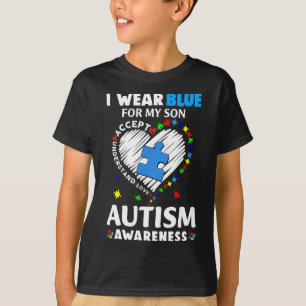 Herz trage ich Blau für meinen Sohn Autismus Sensi T-Shirt