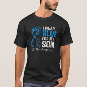 Herz trage ich Blau für meinen Sohn Autismus Sensi T-Shirt