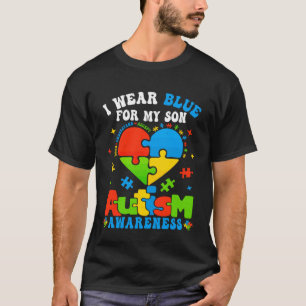 Herz trage ich Blau für meinen Sohn Autismus Sensi T-Shirt