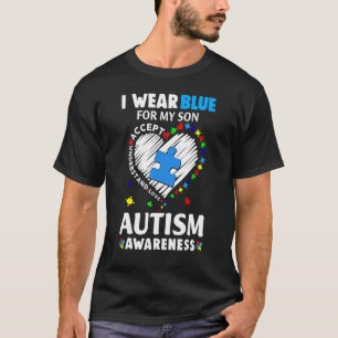 Herz trage ich Blau für meinen Sohn Autismus Sensi T-Shirt