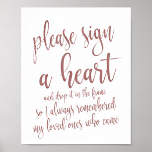 Herz-Tropfen-Gästebuch Roségold Glitter 8x10 Schil Poster