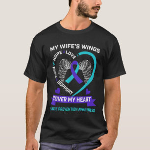 Herz Türkis Lila Vermisse Meine Frau Suizidbewusst T-Shirt