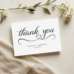Herz-Typografie romantische Hochzeit Schriftzug Dankeskarte