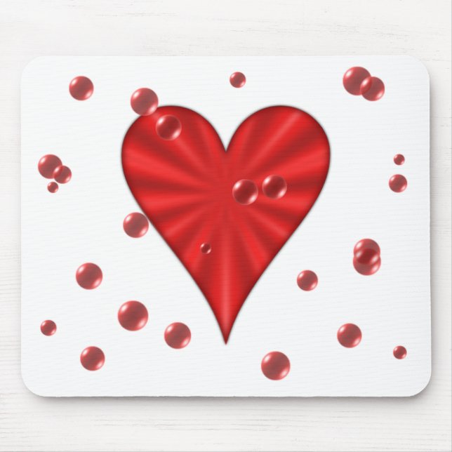 Herz u. Blasen (weiß) Mousepad (Vorne)