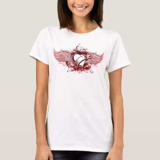 Herz u. Engel Wings redONwhite Spaghetti-Spitze T-Shirt