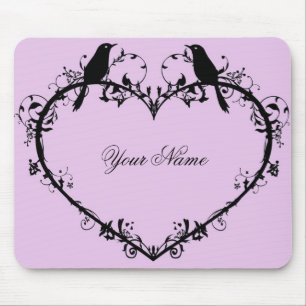 Herz-u. Vogel-Maus Auflage-Rosa Mousepad