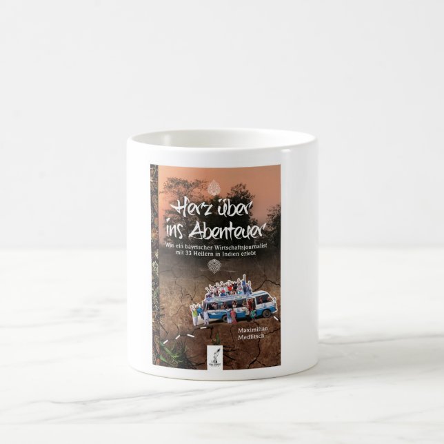 Herz über ins Abenteuer - Buchcover Kaffeetasse (Mittel)