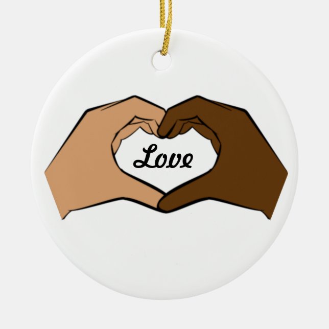 Herz übergibt Liebe-Verzierung Keramik Ornament (Vorne)