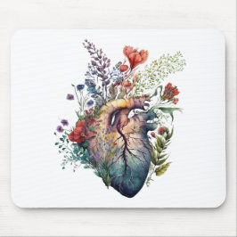 Herz überwuchert mit Blumen (Ausschnitt) - Anatomi Mousepad