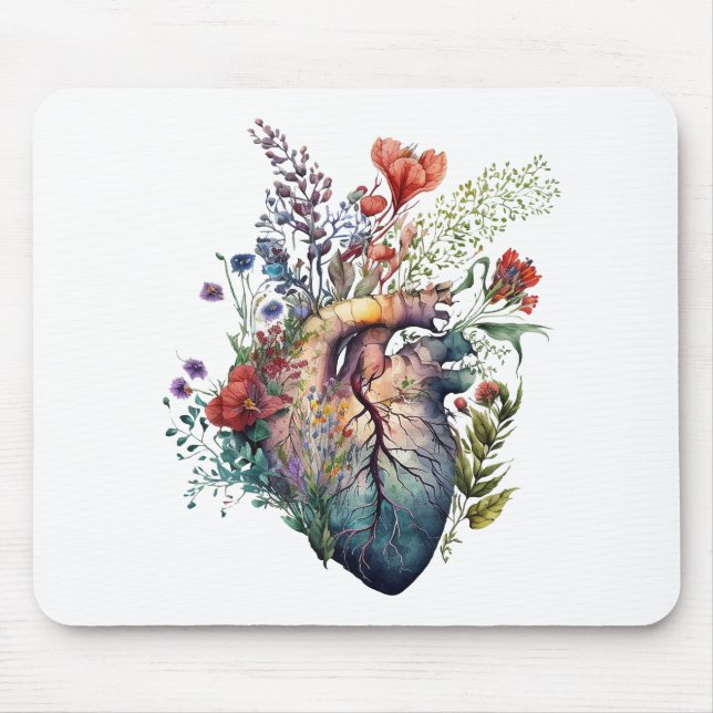 Herz überwuchert mit Blumen (Ausschnitt) - Anatomi Mousepad (Vorne)