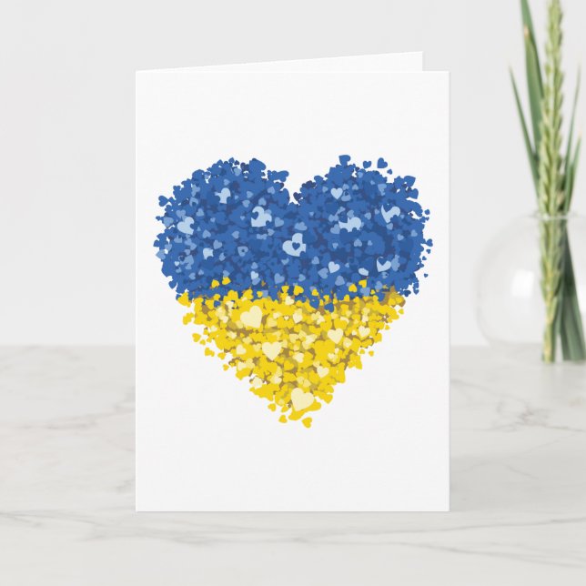 Herz Ukraine-Flagge, ukrainische Herzenflagge Karte (Vorderseite)