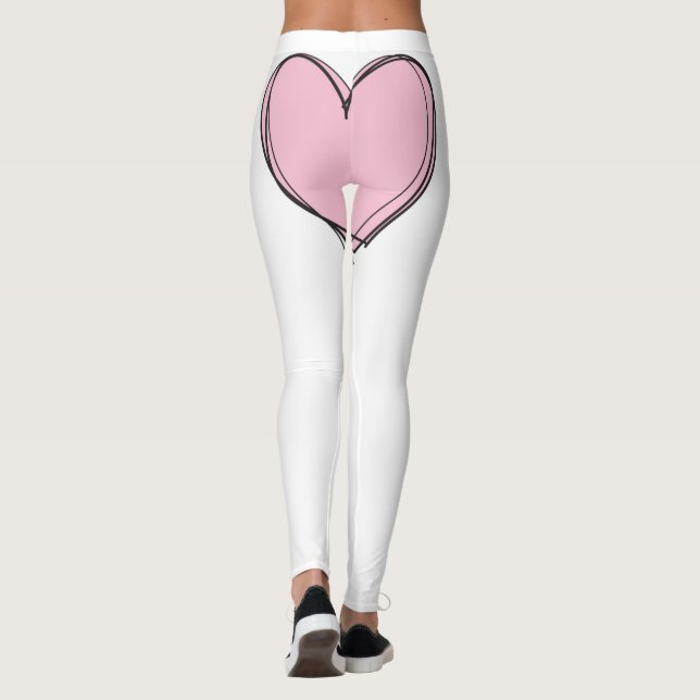 Herz umfaßte Hintern-Leggings-weißes schwarzes Leggings (Rückseite)