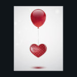 Herz und Ballon Postkarte<br><div class="desc">Valentiner Hintergrund mit Ballon und gepunktete glänzende Herzen</div>
