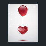 Herz und Ballon Postkarte<br><div class="desc">Valentiner Hintergrund mit Ballon und gepunktete glänzende Herzen</div>