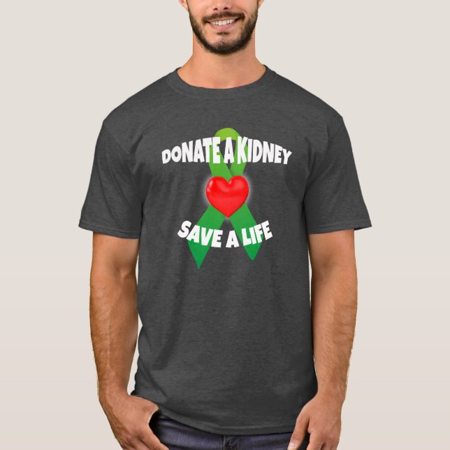 Herz-und Band-Nieren-Spenden-Bewusstsein T-Shirt (Vorderseite)