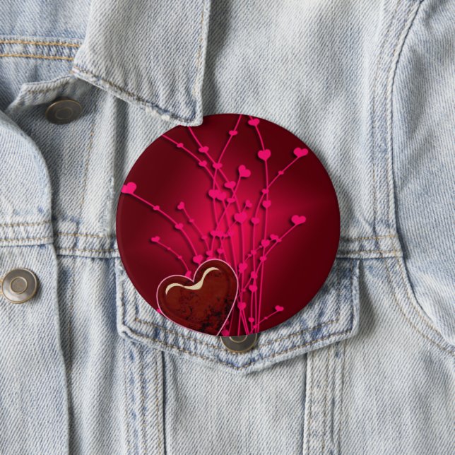 Herz und Blume 4 Zoll Button (Beispiel)