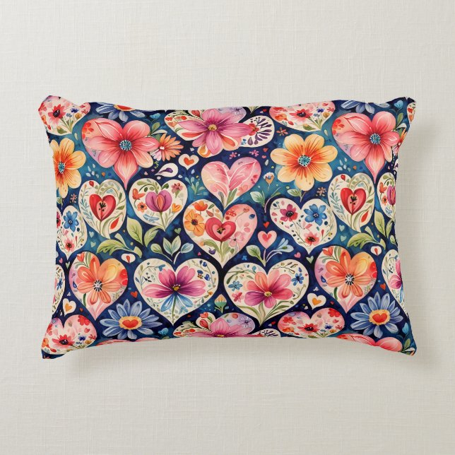 Herz und Blume Girl's Room Dekokissen (Vorderseite)