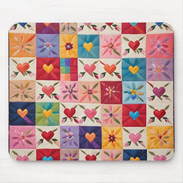 Herz und Blume quilt Mousepad (Vorne)