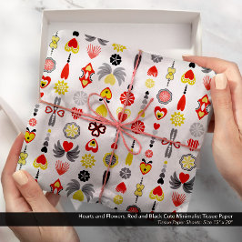 Herz und Blume Rot und Schwarz Niedlich Minimalist Seidenpapier