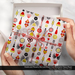 Herz und Blume Rot und Schwarz Niedlich Minimalist Seidenpapier