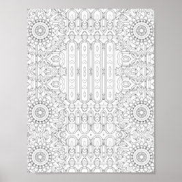 Herz- und Blumenmuster-Malvorlagen-Design Poster