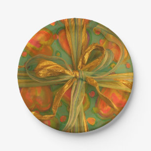 Herz und Bugrot und grünes Muster Pappteller